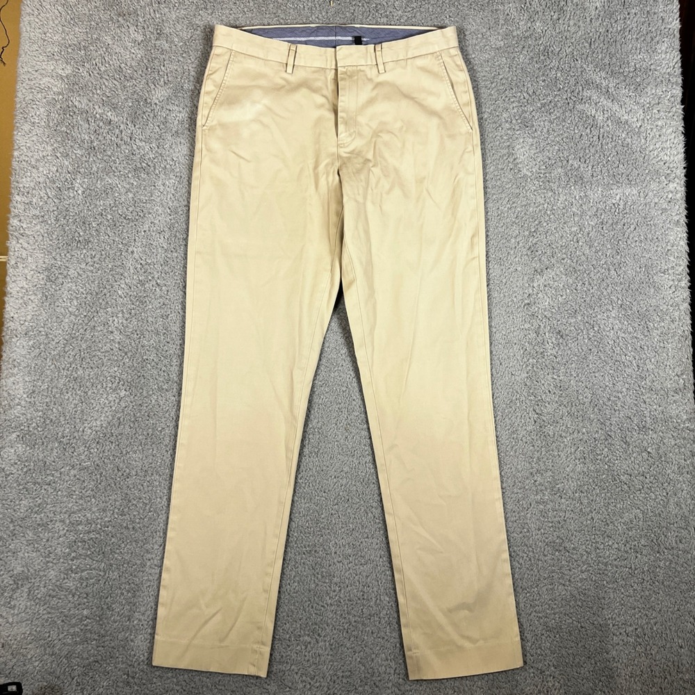 J Crew Chinos Pants Mens 34x35 Bowery Khaki Straight Fit Cotton Office Casual - Picture 3 of 9